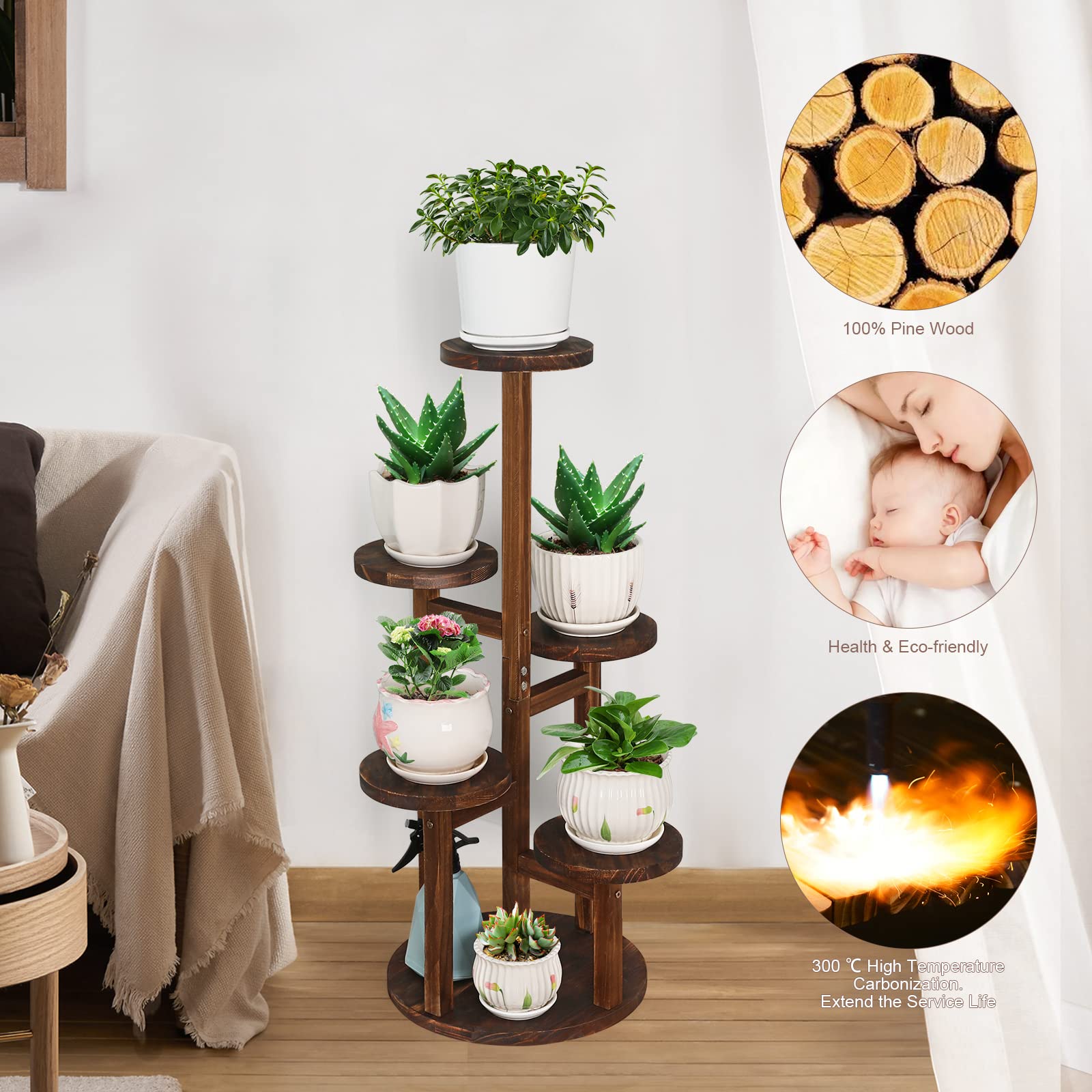 Amazon.com : Jotboom 5 Tier Plant Stand Indoor, Tall Wood Corner